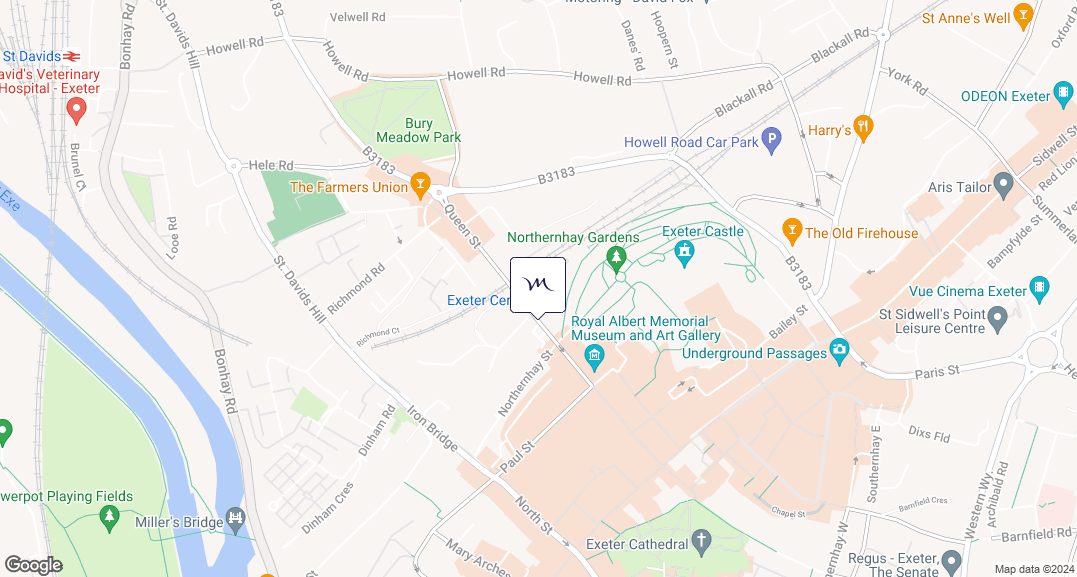 Map of the Mecure Hotel - Exeter